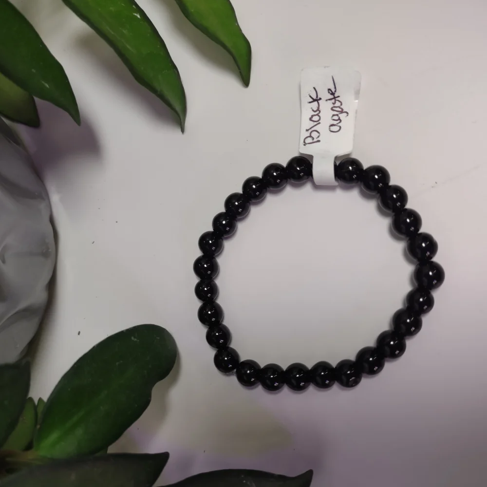 Elegant Black Agate Beaded Bracelet